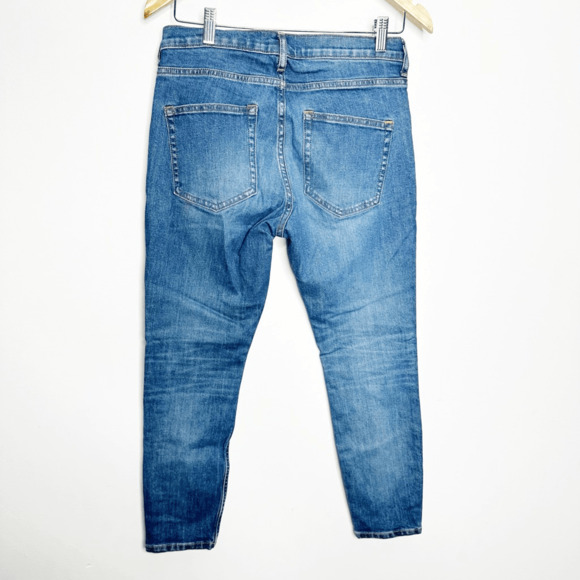 EVERLANE CHEEKY Mid Rise Skinny Jean medium blue stretch womens size 28 ANKLE - Picture 7 of 8